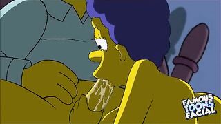 Marge fingert Schwanz für Homer Simpson und gibt einen Blowjob